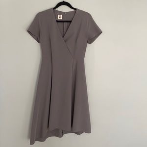 Anne Klein v neck gray dress size S